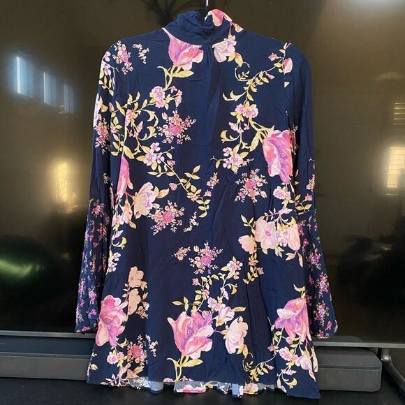 NWT Free People Women's Tate Floral Tunic Top Midnight Combo, Size XS - Picture 2 of 10